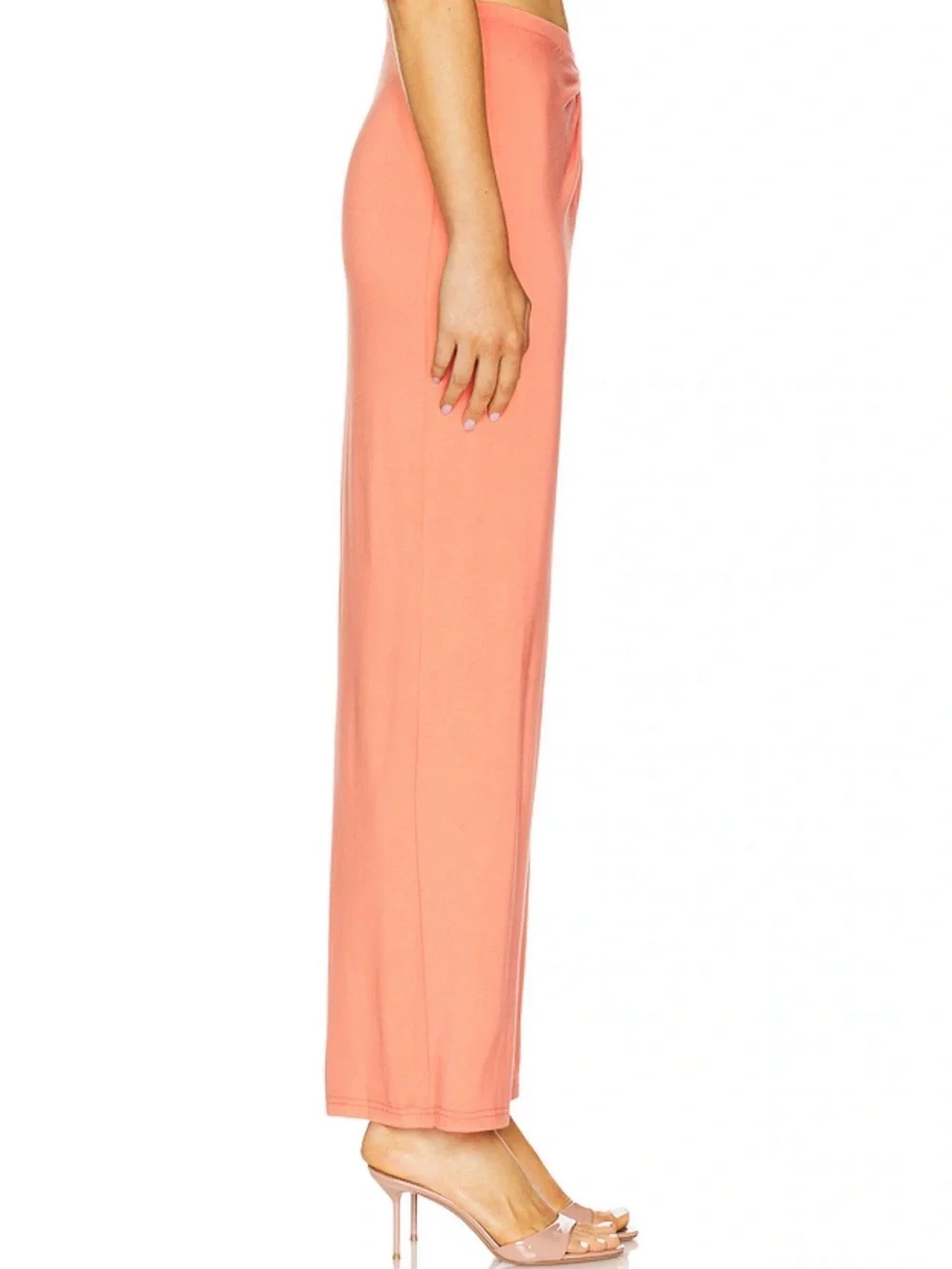Good American Coral Maxi Skirt with Front Ring Detail